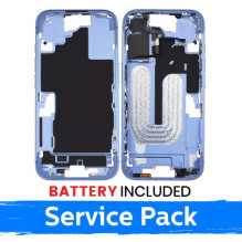 Ekrano rėmas / Vidinis korpusas skirtas Apple iPhone 16 korpusas + baterija / Ultramarine / (Service Pack)