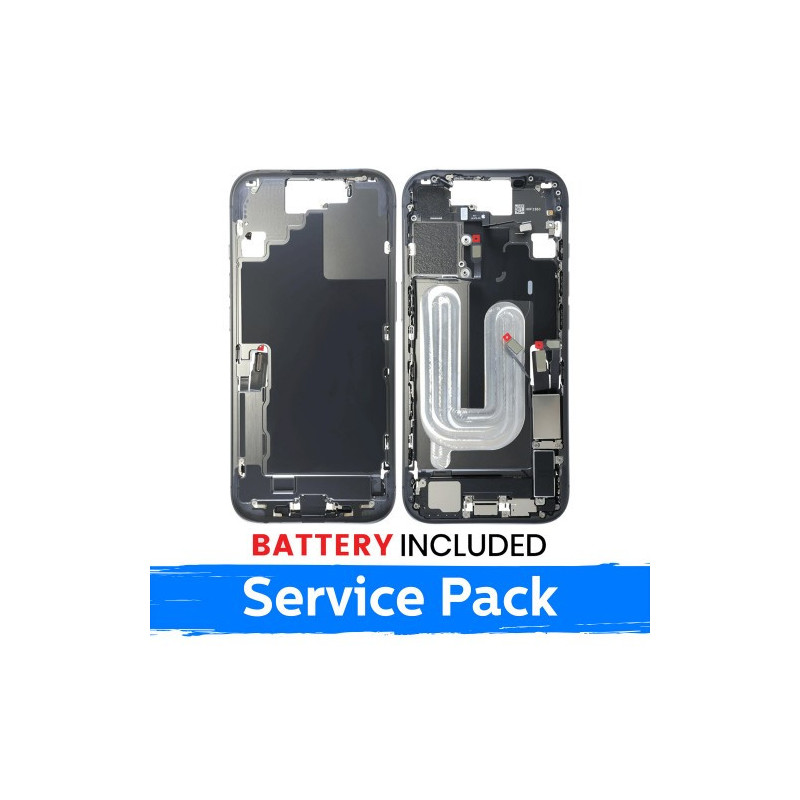 Ekrano rėmas / Vidinis korpusas skirtas Apple iPhone 17 korpusas + baterija / Black / (Service Pack)