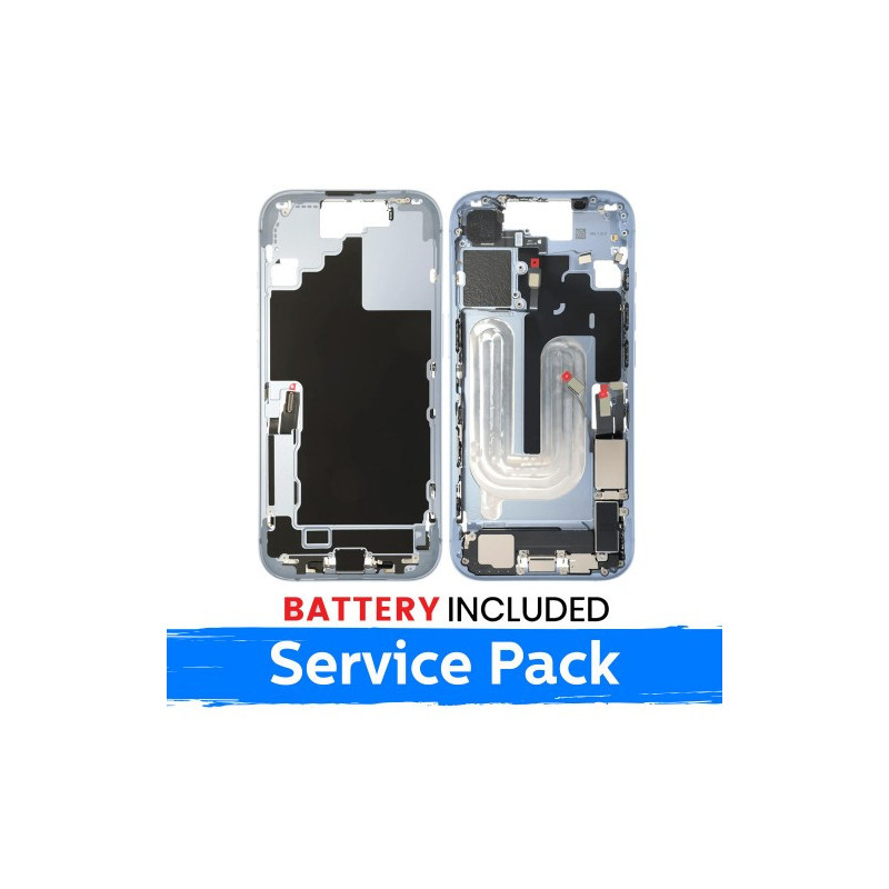 Ekrano rėmas / Vidinis korpusas skirtas Apple iPhone 17 korpusas + baterija / Mist Blue / (Service Pack)