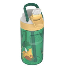Vaikų Vandens Butelis - Kambukka Lagoon 400ml Užrakintas Dangtelis Su Šiaudeliu Safari Džiunglės