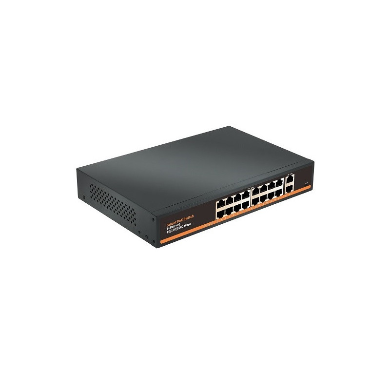 PoE šakotuvas 1000Mbps 16portų +2G uplink