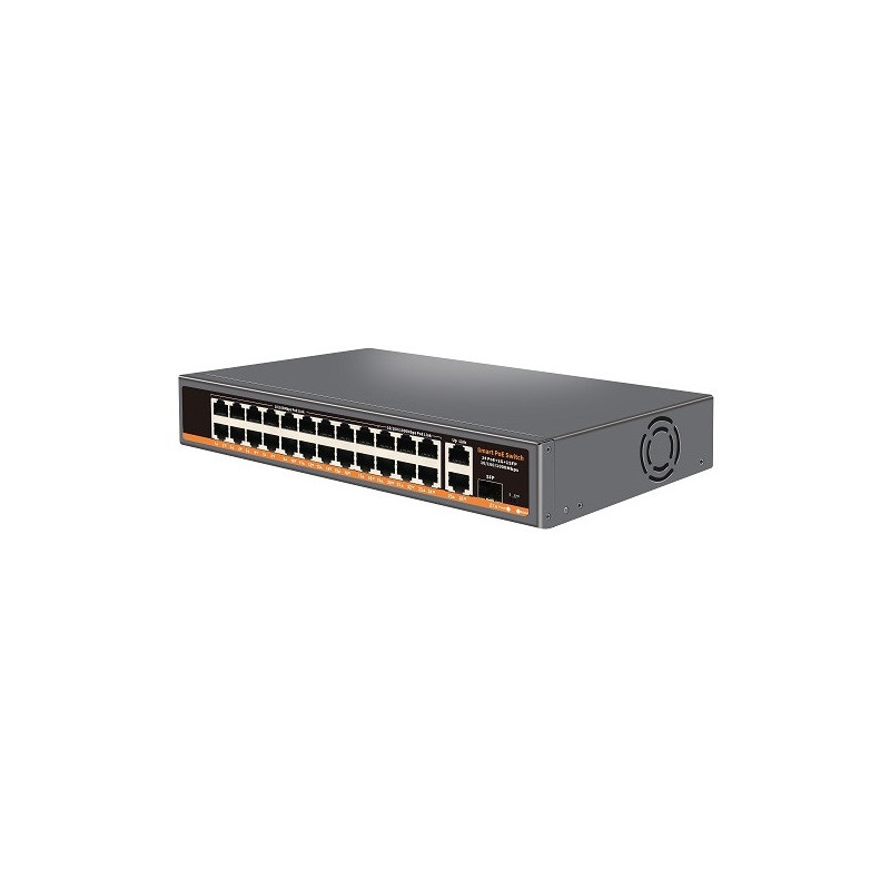 PoE šakotuvas 100Mbps 18portų +1000Mbps 6 portų + 2G uplink + 1G SFP