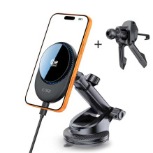 Tech-Protect V21 MagSafe Car Holder with 25W QI2.2 Inductive Charger for Cockpit / Windshield / Air Vent - Black