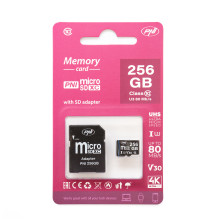PNI 256 GB „MicroSD“ atminties kortelė su SD adapteriu, 10 klasė, 80 Mb/s, V30