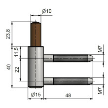 Hinge for the doors TKZ Polna 9733253L, 1.5 cm x 6.38 cm