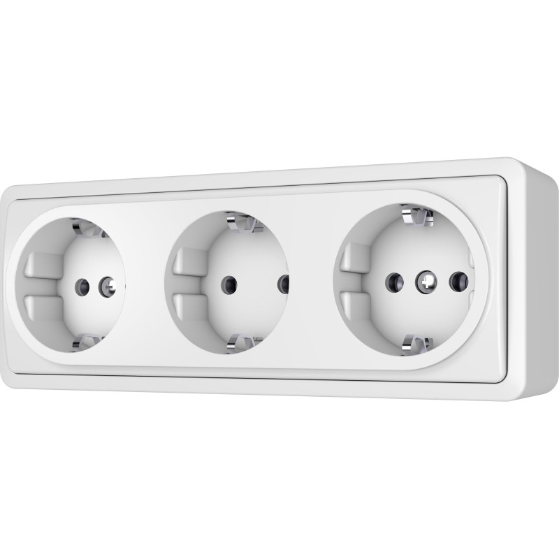 Triple socket Vilma SL+250, with grounding, white
