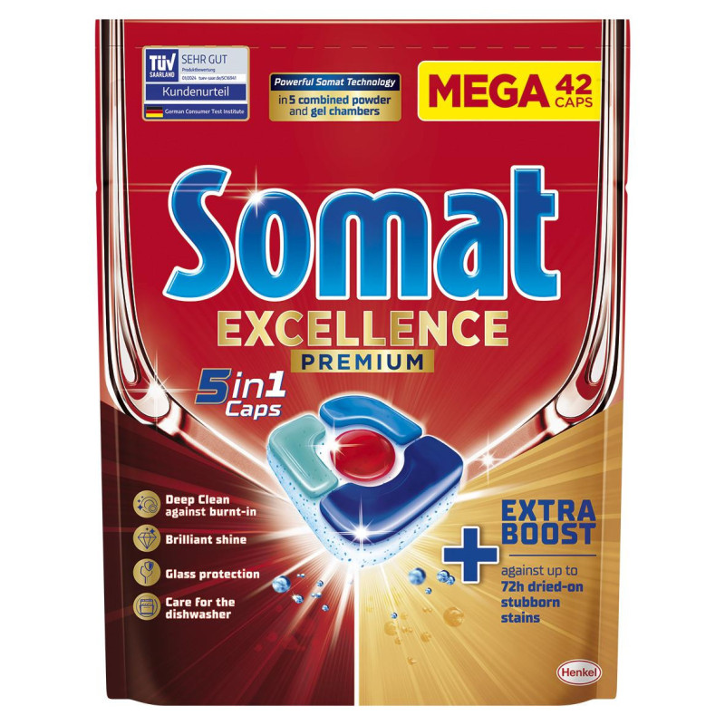 Dishwasher capsules Somat Excellence Premium, 42 pcs
