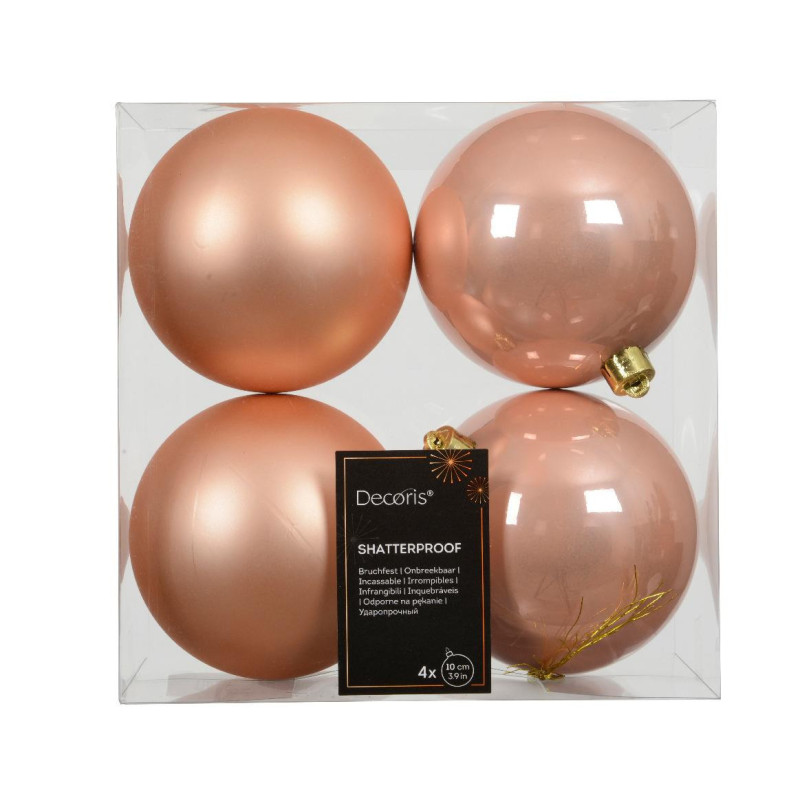 Christmas Tree toy, peach, 10 cm, plastic, 4 pcs