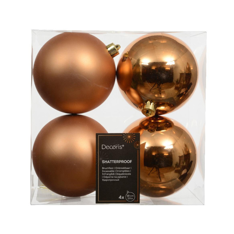 Christmas Tree toy, brown, 10 cm, plastic, 4 pcs