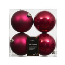 Christmas Tree toy, pink, 10 cm, plastic, 4 pcs