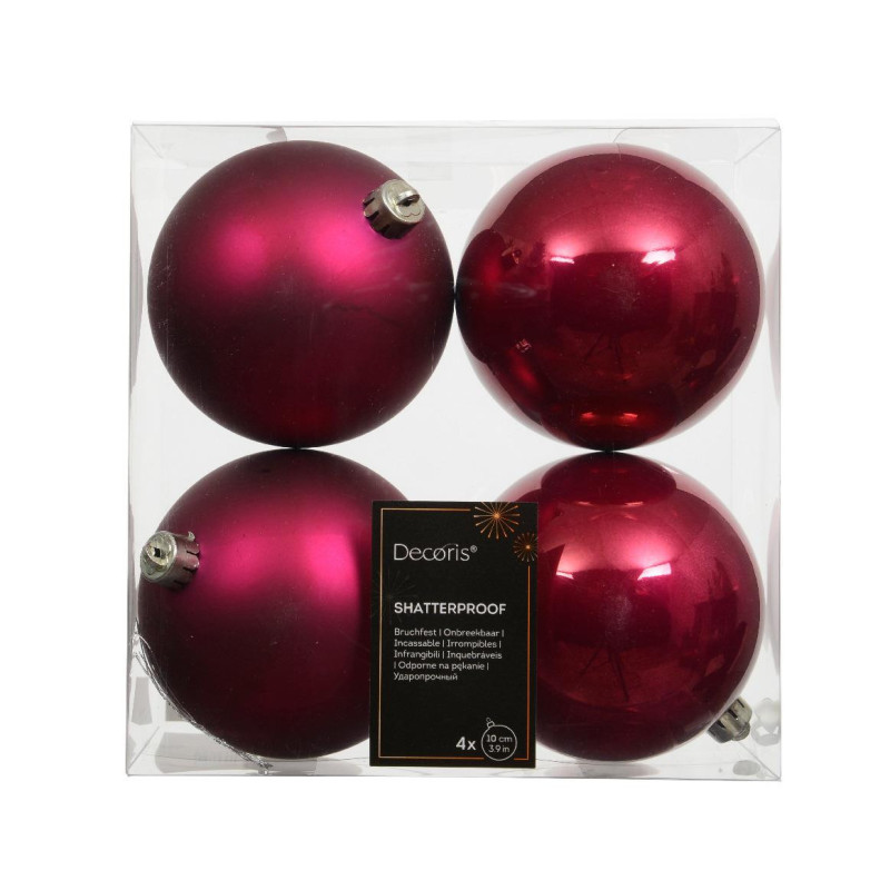 Christmas Tree toy, pink, 10 cm, plastic, 4 pcs