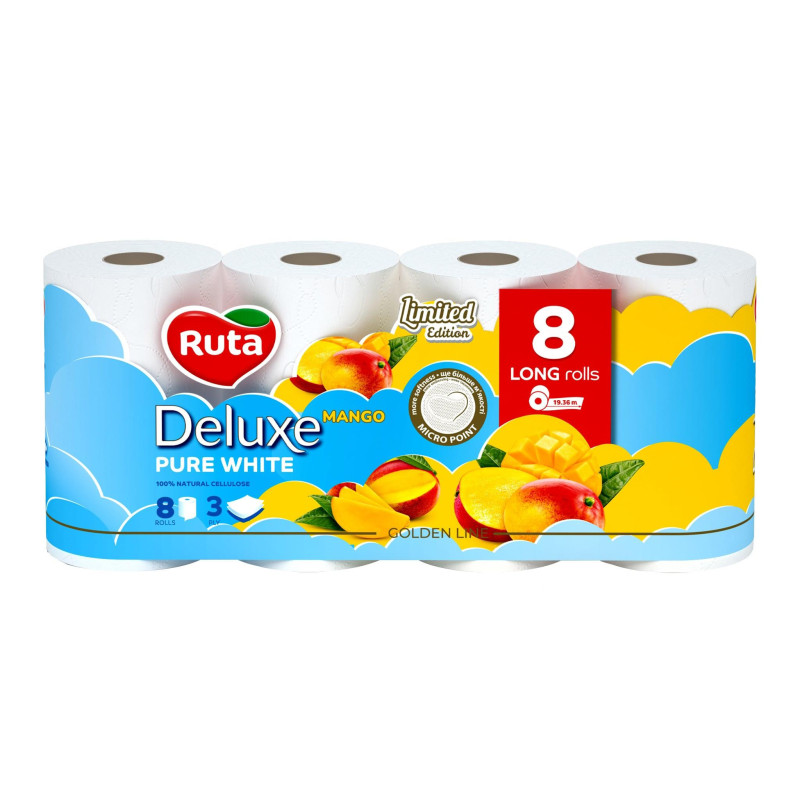 Toilet paper Rūta DELUXE MANGO KVAPO 8 RUL, 3 sl