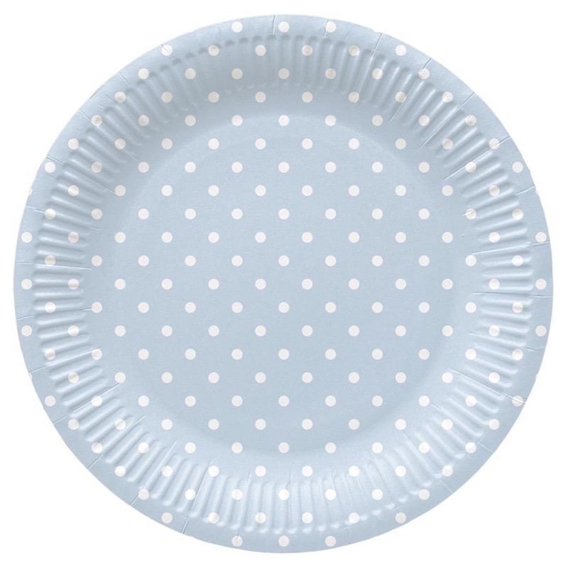 Disposable plates PAW Blue Dots, Ø 23 cm, 8 pcs