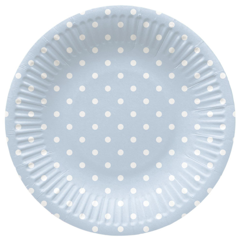 Disposable plates PAW Blue Dots, Ø 18 cm, 8 pcs