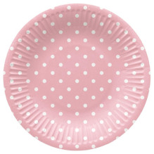 Disposable plates PAW Pink Dots, Ø 18 cm, 8 pcs