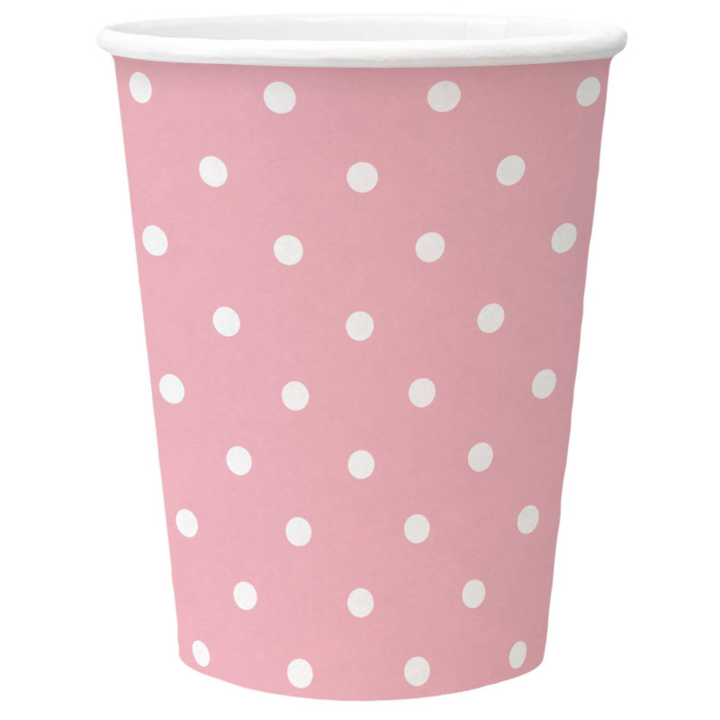 Disposable cups PAW Pink Dots, 250 ml, 8 pcs