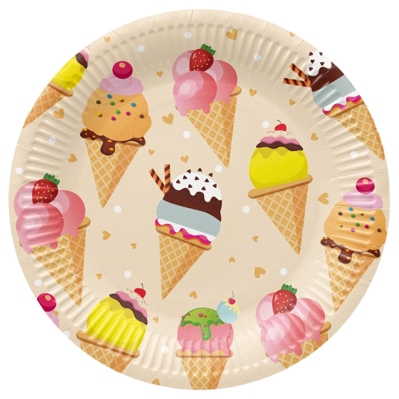 Disposable plates PAW Ice Cream, Ø 23 cm, 8 pcs