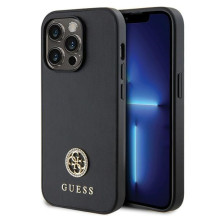 Guess GUHCP15XPS4DGPK iPhone 15 Pro Max 6,7 colio juodas / juodas kieto dėklo Strass Metal logotipas