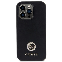Guess GUHCP15XPS4DGPK iPhone 15 Pro Max 6,7 colio juodas / juodas kieto dėklo Strass Metal logotipas