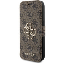 Guess 4G Metal Logo dėklas, skirtas iPhone 15 Pro Max - rudas
