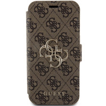 Guess 4G Metal Logo dėklas, skirtas iPhone 15 Pro Max - rudas