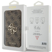 Guess 4G Metal Logo dėklas, skirtas iPhone 15 Pro Max - rudas