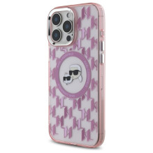 Karl Lagerfeld IML monograma Karl Choupette Head MagSafe iPhone 16 Pro dėklas – rožinis