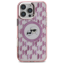 Karl Lagerfeld IML monograma Karl Choupette Head MagSafe iPhone 16 Pro dėklas – rožinis