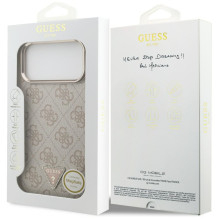 „Guess 4G“ trikampio logotipo „MagSafe“ dėklas, skirtas „iPhone 17 Pro Max“ – rožinio aukso spalvos