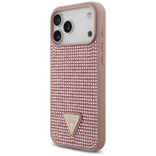 Guess Rhinestone Triangle Logo Case for iPhone 17 Pro Max - Pink