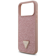 Guess Rhinestone Triangle Logo Case for iPhone 17 Pro Max - Pink