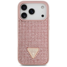„Guess“ „iPhone 17 Pro“ dėklas „Rhinestone Triangle Logo“ – rožinis