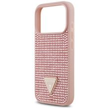 „Guess“ „iPhone 17 Pro“ dėklas „Rhinestone Triangle Logo“ – rožinis