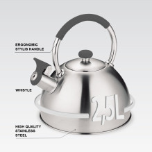 Kitchen kettle - Maestro MR-1323 2.5L stainless steel with whistle black