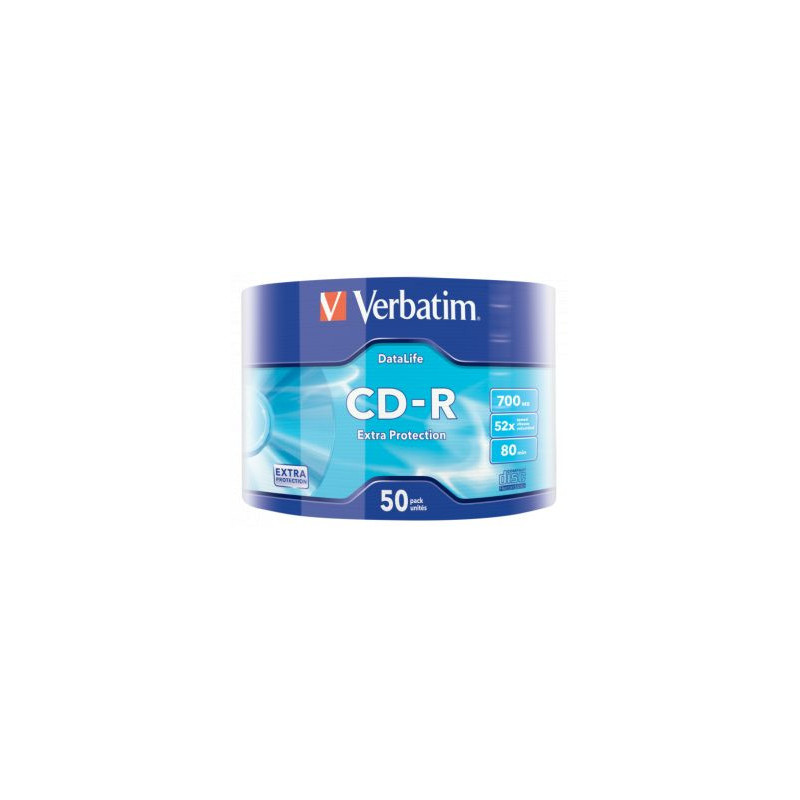 Matrix CD-R Verbatim Data Life 700MB 1x-52x Extra Protection 50 vnt. pakuotė su velenu