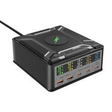 Charging Station - BlitzWolf BW-S28 260W 2xUSB-A 3xUSB-C Wireless Charger Black Charging Station - BlitzWolf BW-S28 260W 2xUSB-A 3xUSB-C Wireless Charger Black