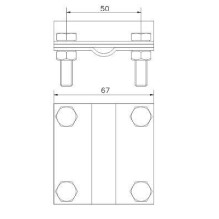 Ground rod connector with wire / tape AH Hardt D20 40mm Ground rod connector with wire / tape AH Hardt D20 40mm