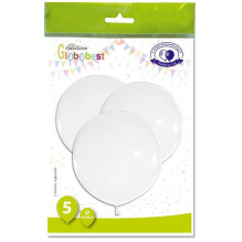 Balloon, white, D45 cm 5 pcs