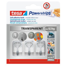 Clothes hook Tesa Powerstrips, 3 pcs, transparent Clothes hook Tesa Powerstrips, 3 pcs, transparent