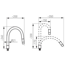 Faucet pipe Ferro, 34.5 cm x 2.5 cm x 2.1 cm
