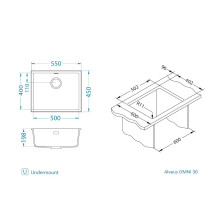 SINK OMNI 30 G81 WITH SYPHON CONCRETE