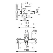 MIXER BATH FERRO RENNTO BNT1. CHROME