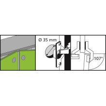 HINGE HALF CLIP SOFT CLOSE D35 107° 2PC