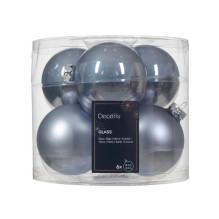 Christmas Tree toy Decoris, light blue, 80 mm, glass, 6 pcs