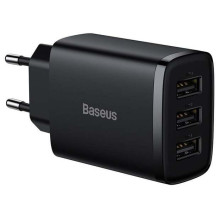 Įkroviklis Baseus CCXJ020101, 3 x USB, juoda