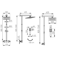 Shower set Ferro Trevi Square NP75SQ-TRV7U, chrome Shower set Ferro Trevi Square NP75SQ-TRV7U, chrome