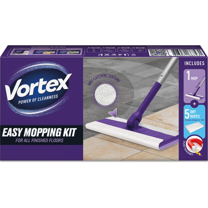 Kit multi surface floor cleaner mop+5dry