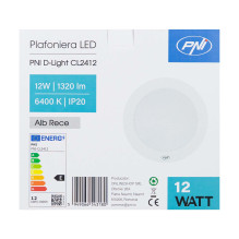 LED ceiling light PNI D-Light CL2412 12W, round 16.7 cm, 6400K, 230V power supply, 1320 lm, cool white LED ceiling light PNI D-Light CL2412 12W, round 16.7 cm, 6400K, 230V power supply, 1320 lm, cool white