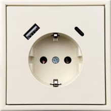 Kištukinis lizdas ir USB A+C kroviklis LIREGUS MODERN,smėlio
