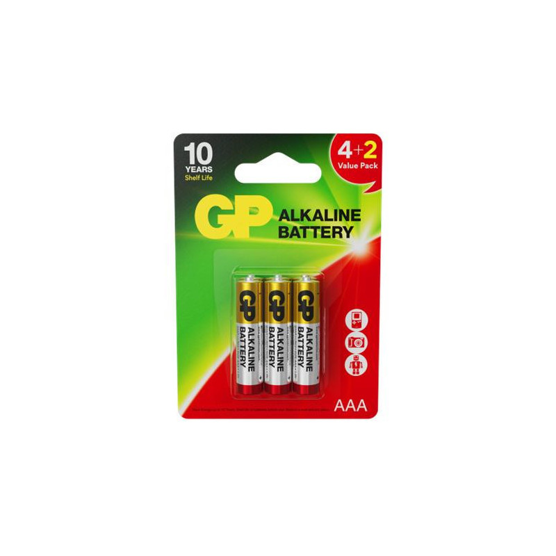 Elementai GP ALKALINE AAA / LR03, 4+2vnt.